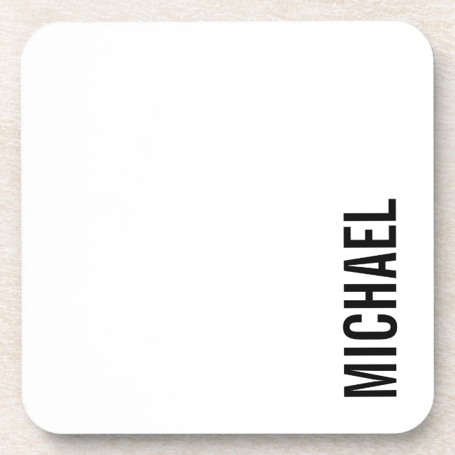 Modern Minimalist Personalized Name Beverage Coaster (Front)