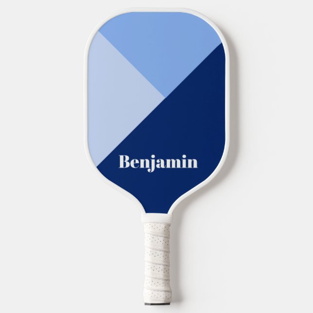 Modern Minimalist Personalized Name Blue Pickleball Paddle (Front)