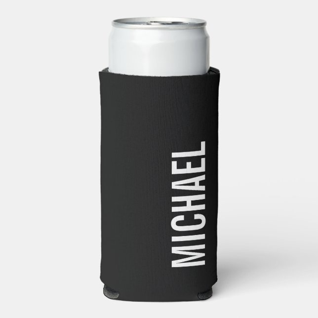 Modern Minimalist Personalized Name Can Cooler (Seltzer Front)