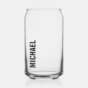Modern Minimalist Personalized Name Can Glass