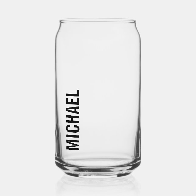 Modern Minimalist Personalized Name Can Glass (Front)