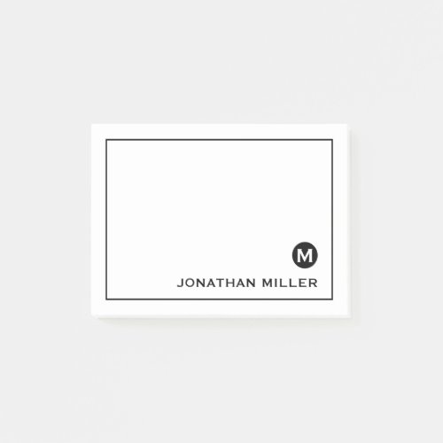 Modern Minimalist Personalized Name Initial Post_it Notes