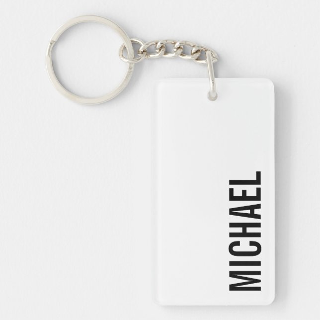 Modern Minimalist Personalized Name Keychain (Front)