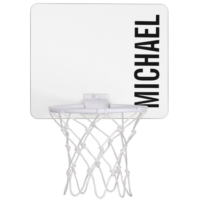 Modern Minimalist Personalized Name Mini Basketball Hoop (Front)