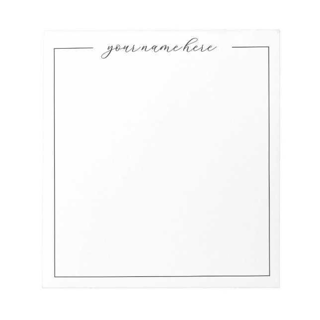Modern Minimalist Personalized Name Notepad (Front)