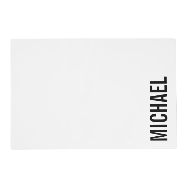 Modern Minimalist Personalized Name Placemat (Front)