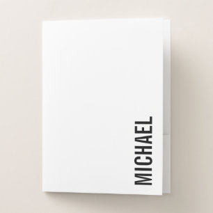 Modern Minimalist Personalized Name Pocket Folder