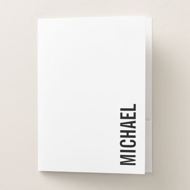 Modern Minimalist Personalized Name Pocket Folder (Front)