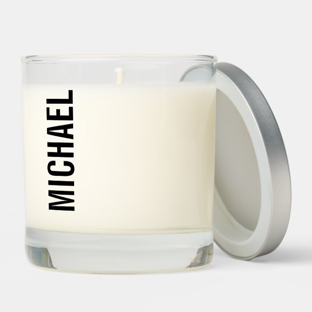 Modern Minimalist Personalized Name Scented Candle (Lid)