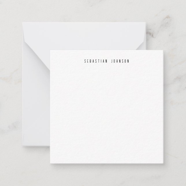 Modern Minimalist Personalized Name Stationery Note Card (Front)
