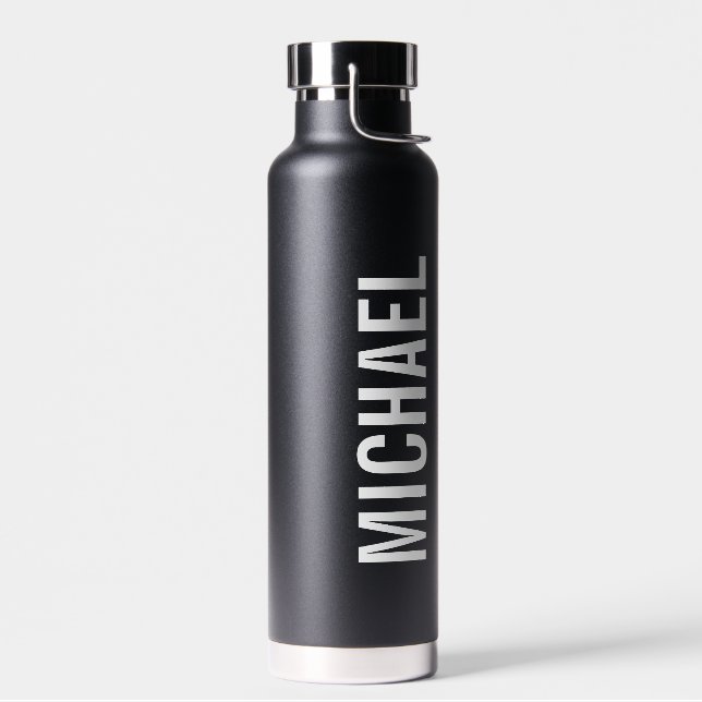 Modern Minimalist Personalized Name Water Bottle (Left)