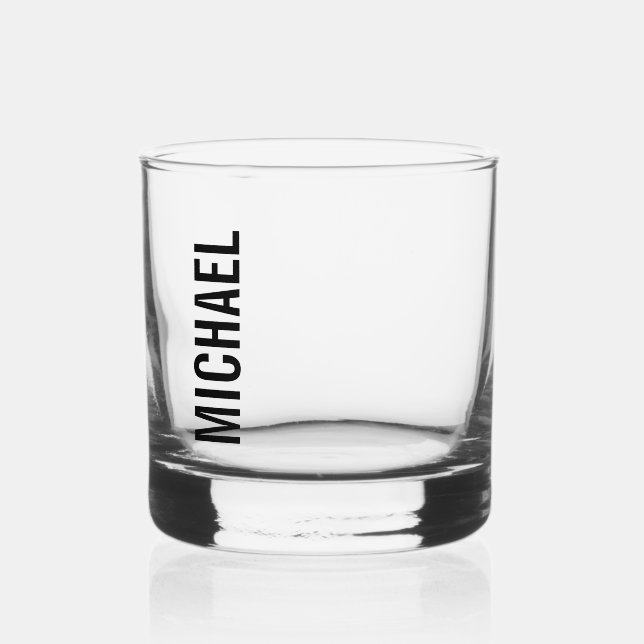 Modern Minimalist Personalized Name Whiskey Glass (Front)
