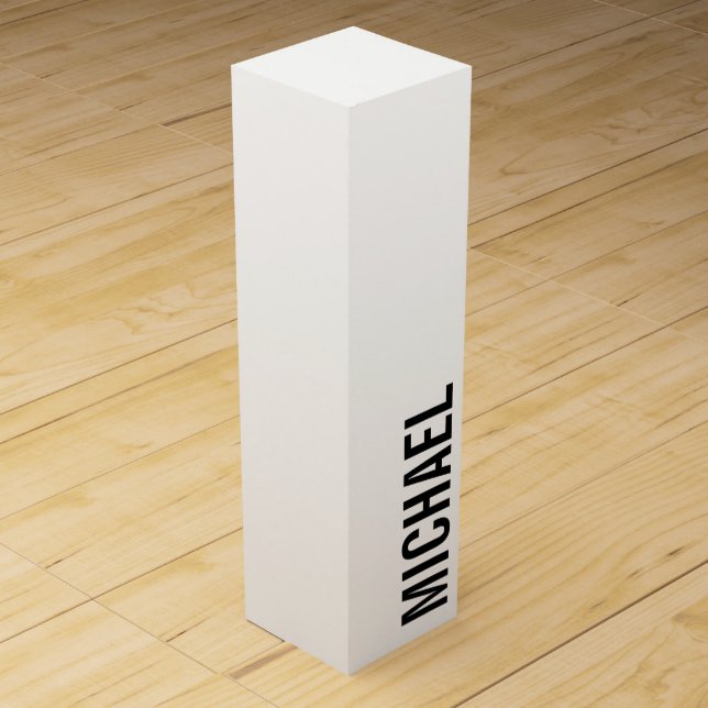 Modern Minimalist Personalized Name Wine Box (Front)