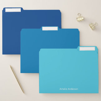 Modern Minimalist Personalized Navy Blue File Folder