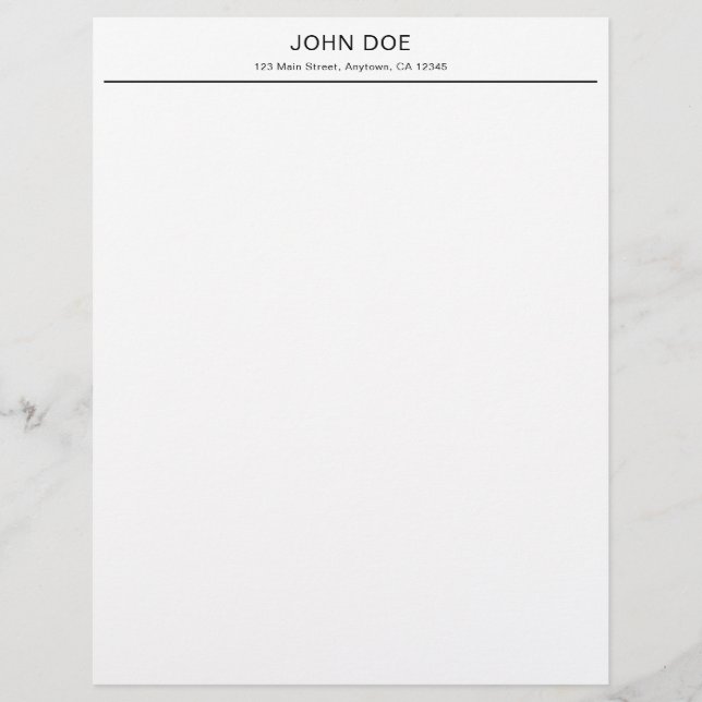 Modern Minimalist Personalized Office Letterhead (Front)