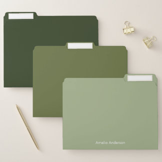Modern Minimalist Personalized Olive Green File Folder