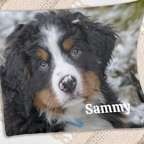 Modern Minimalist Personalized Pet Dog Photo Fleece Blanket