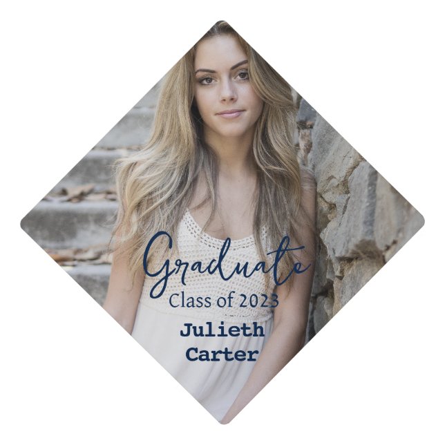 Modern Minimalist | Personalized Photo Name Graduation Cap Topper (Front)