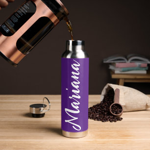 modern minimalist personalized purple white  water bottle