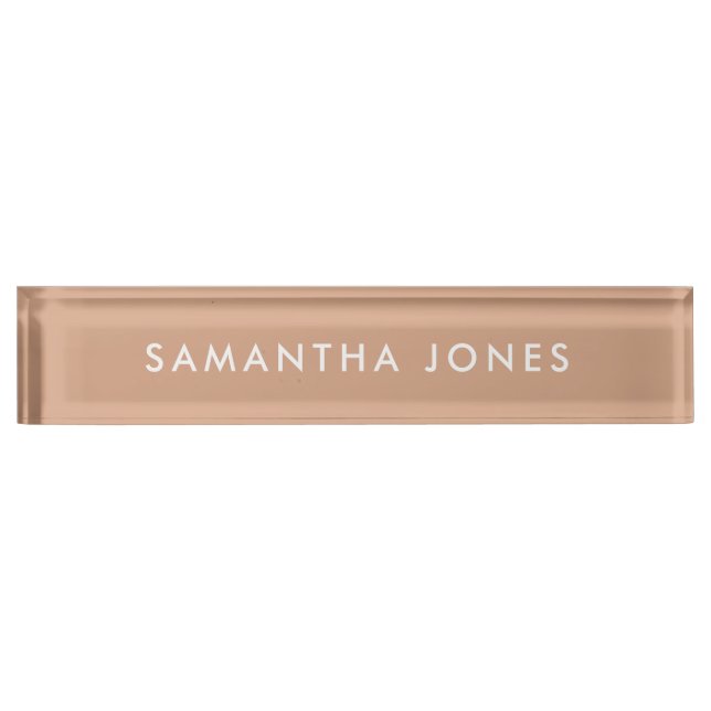 modern minimalist Personalized Rose Gold Desk Name Plate (Front)