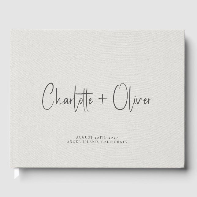 Modern Minimalist Personalized Wedding Guest Book (Front)