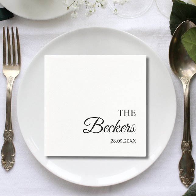 Modern Minimalist Personalized Wedding Napkins (Creator Uploaded)