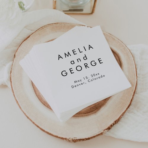 Modern Minimalist Personalized Wedding  Napkins