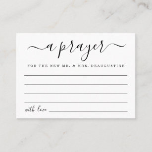 Modern Minimalist Personalized Wedding Prayer Card