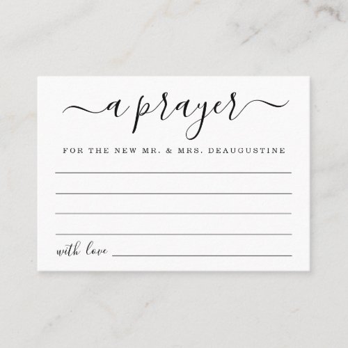 Modern Minimalist Personalized Wedding Prayer Card