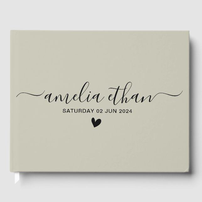 Modern Minimalist Personalized weddings Grey  Guest Book (Front)