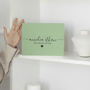 Modern Minimalist Personalized weddings Sage Green Guest Book