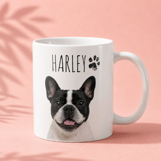 Modern Minimalist Pet Photo and Typography Color Coffee Mug