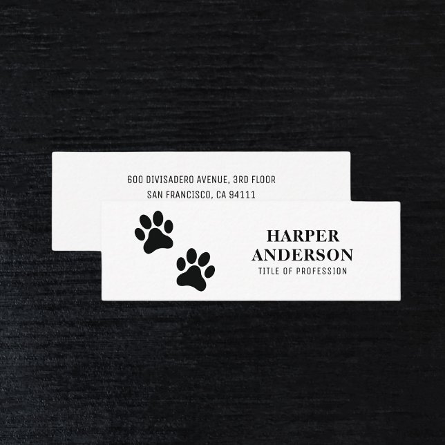 Modern Minimalist Pet Sitter Dog Walker Paw Print  Mini Business Card (Creator Uploaded)