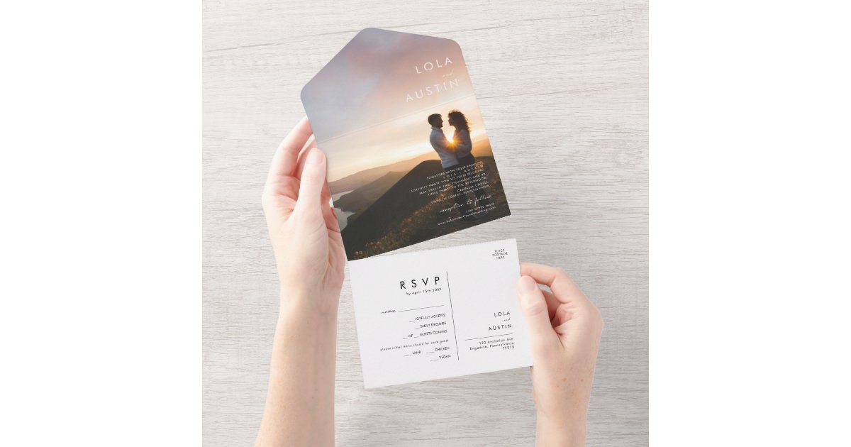 Modern Minimalist Photo All In One Invitation Zazzle Com