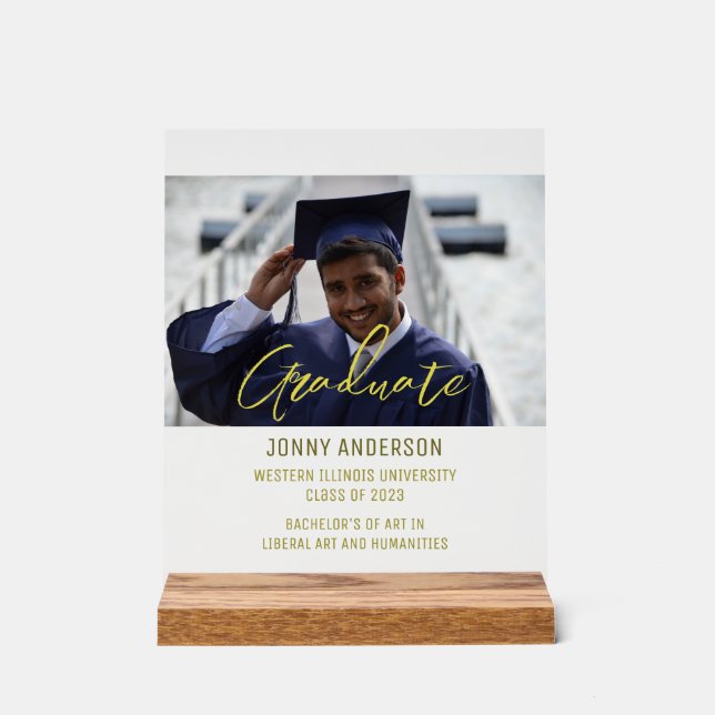 Modern Minimalist Photo and Script Acrylic Sign (Front)