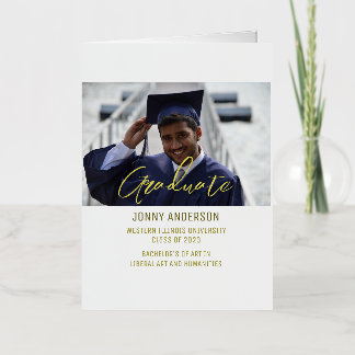 Modern Minimalist Photo and Script Foil Greeting Card