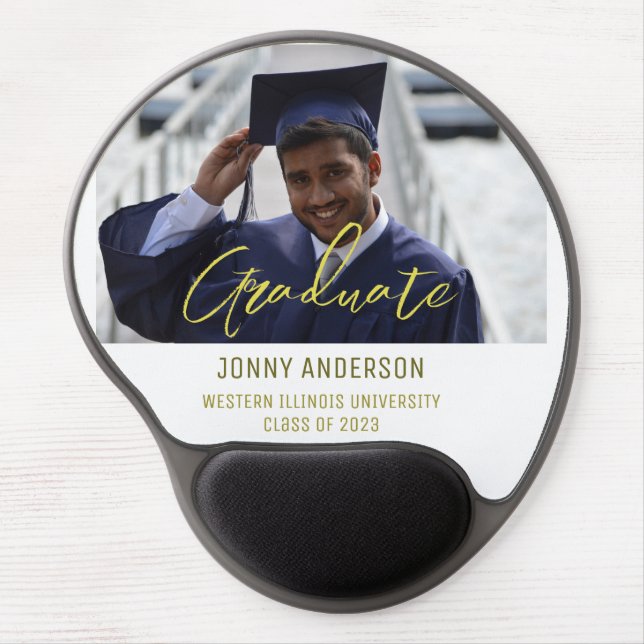 Modern Minimalist Photo and Script Gel Mouse Pad (Front)