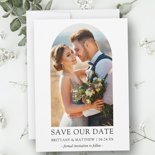 Modern Minimalist Photo Arch Save Our Date Card