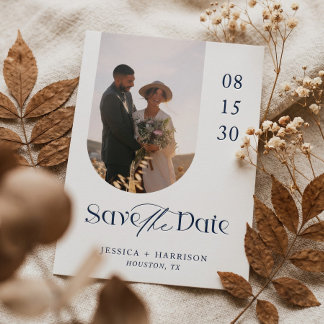 Modern Minimalist Photo Arch Wedding Save the Date Letterpress Photo Cards