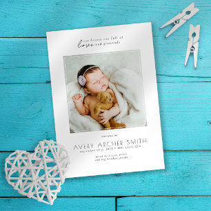 Modern Minimalist Photo Baby Birth Announcement
