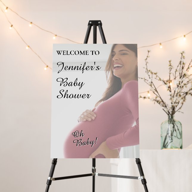 Modern Minimalist Photo Baby Shower Welcome Foam Board (In Situ (Stand))