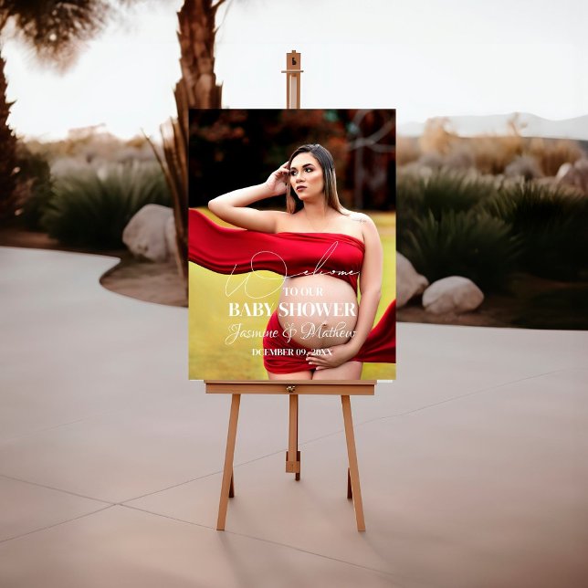 Modern Minimalist Photo Baby Shower Welcome sign (Creator Uploaded)