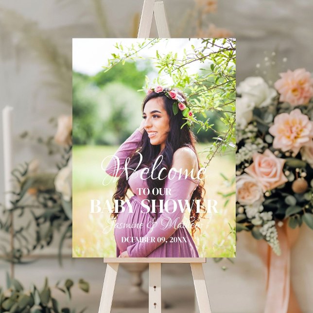 Modern Minimalist Photo Baby Shower Welcome sign (Creator Uploaded)