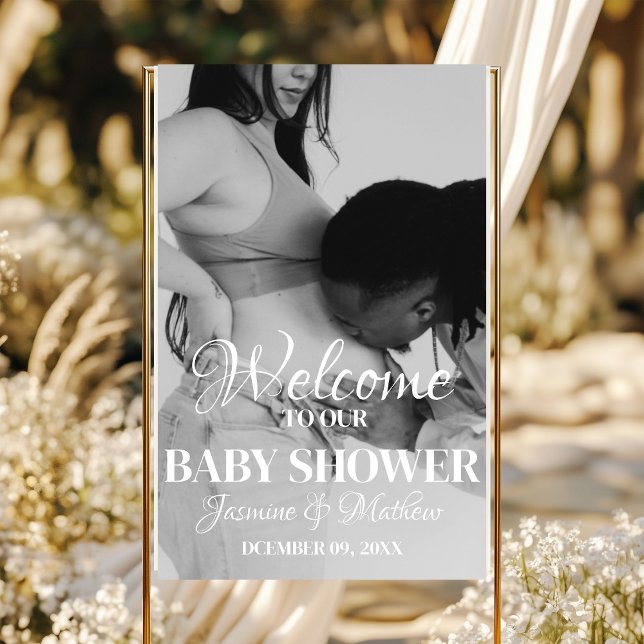Modern Minimalist Photo Baby Shower Welcome sign (Creator Uploaded)