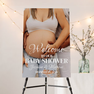 Modern Minimalist Photo Baby Shower Welcome sign