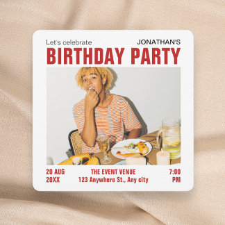 Modern minimalist photo birthday Invitation