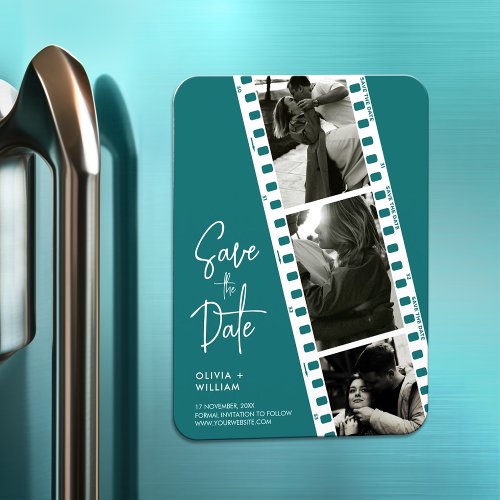 Modern minimalist photo booth strip save the date magnet