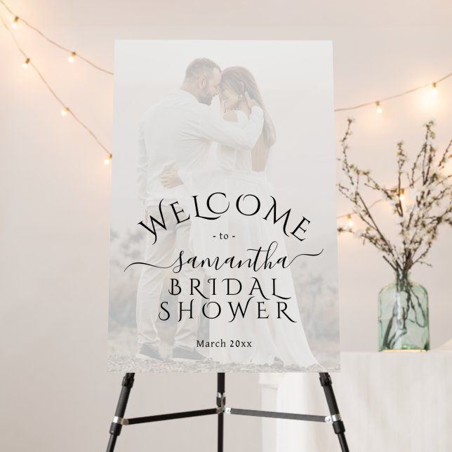 Modern minimalist photo Bridal Shower welcome Foam Board (In Situ (Stand))
