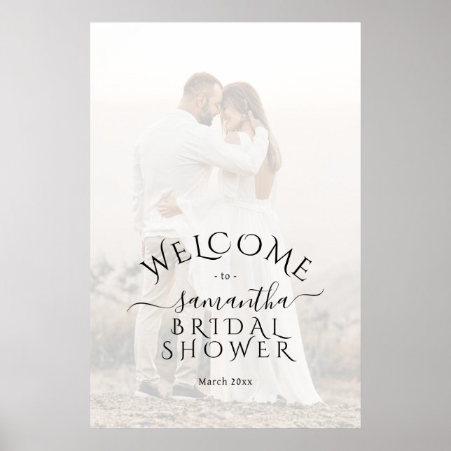 Modern minimalist photo Bridal Shower welcome Poster (Front)