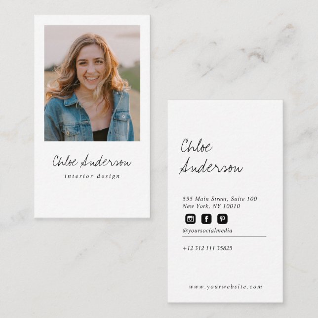 Modern Minimalist Photo Business Card (Front/Back)